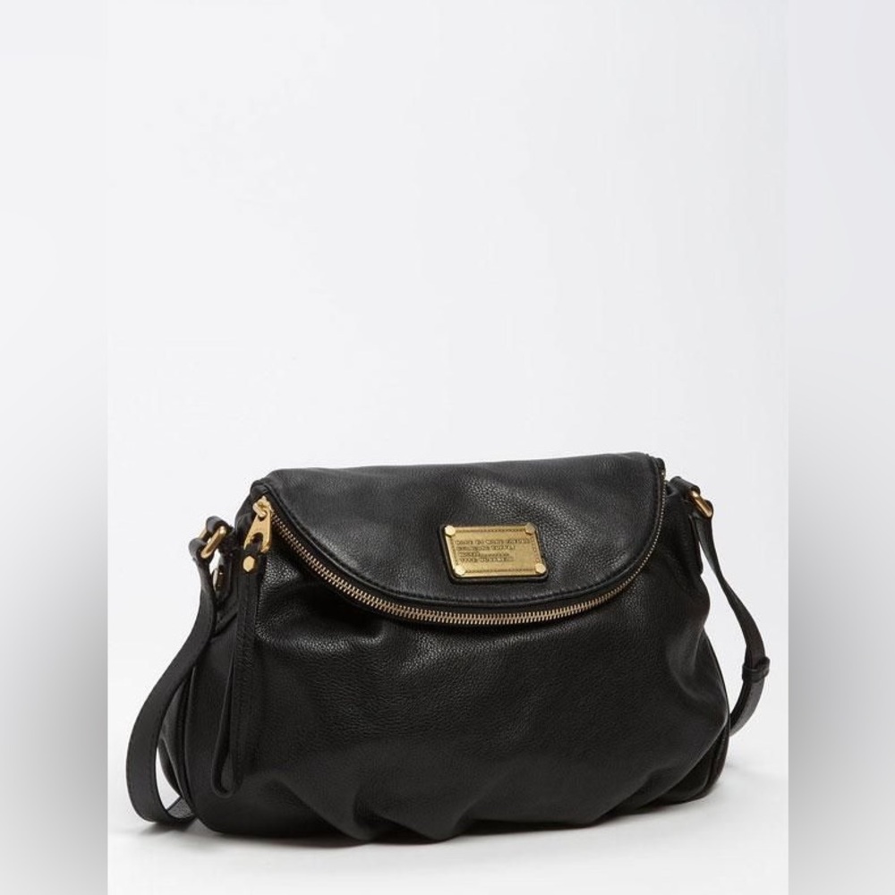 Marc Jacobs Classic Q Natasha Black Leather Crossbody Bag with Gold Hardware